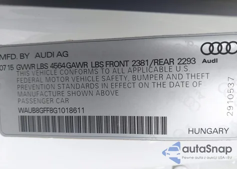 2016 Audi A3 2.0T Premium from USA, damaged, VIN WAUB8GFF8G1018611